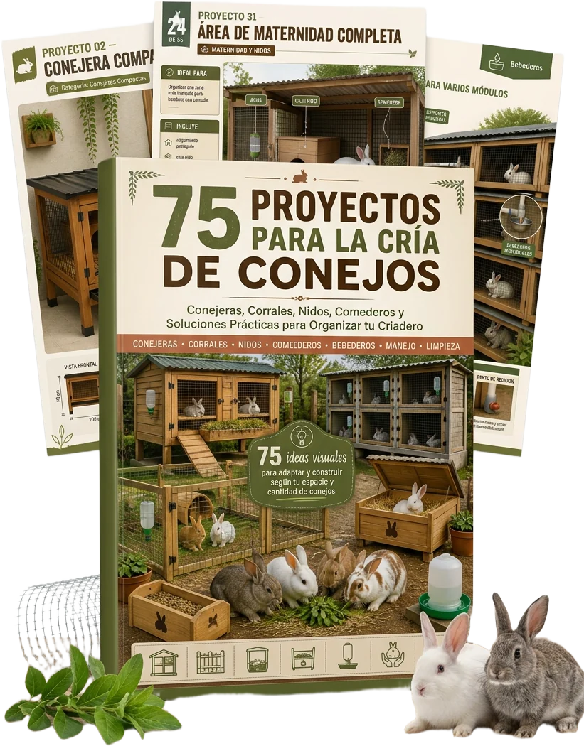 Plan Básico: guía 75 Proyectos para la Cría de Conejos con páginas reales del material
